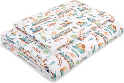 Produktbild von Kinderbettwäscheset mit Füllung 120x90cm - türkisfarbener Zug