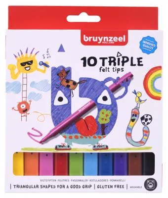 Immagine prodotto di Bruynzeel - Set di 3 penne a feltro per bambini con 10 colori | 6 pezzi