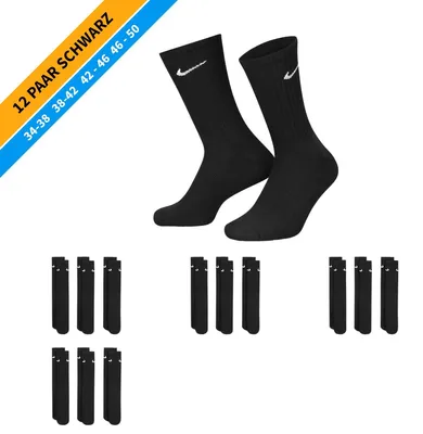 Produktbild von NIKE Socken - Farbe: 12 Paar Schwarz Tennis Socken - Größe: 38-42
