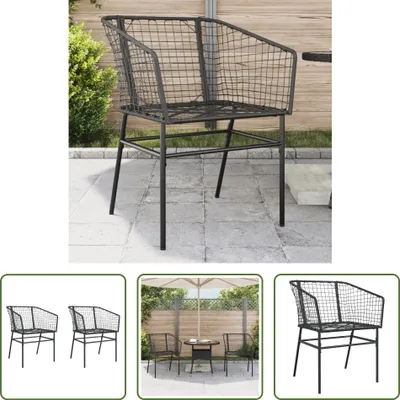 Produktbild von The Living Store Gartenstühle 2 Stk. Schwarz Poly Rattan