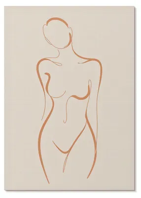 Produktbild von POSTER - 29x42 cm (A3) - Obliqee - Minimalistische Frauenumrisskomposition Eleganz -  Wandbild für Wohnzimmer Schlafzimmer & Flur, Modernes Poster Wanddeko, Ungerahmt