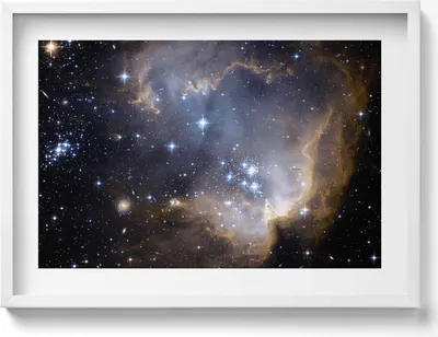 Produktbild von NASA-Foto Weltraum und Sterne– Wandbild mit Rahmen – Gerahmtes Bild  – Wanddekoration – 70x50 cm –  Weiß Rahmen