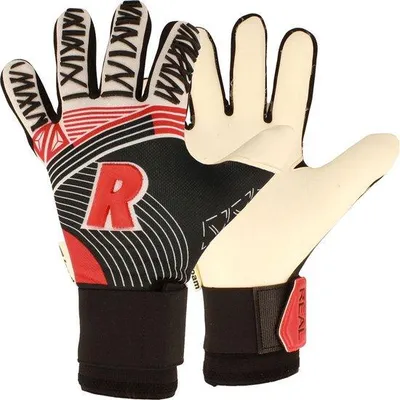 Image de Gants de gardien de but REAL REAL 440, pour hommes, noir et rouge, taille 10 1/2