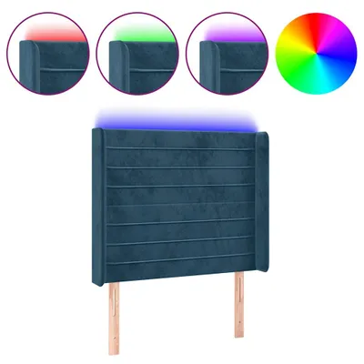 Produktbild von vidaXL LED Kopfteil Dunkelblau 103x16x118/128 cm Samt