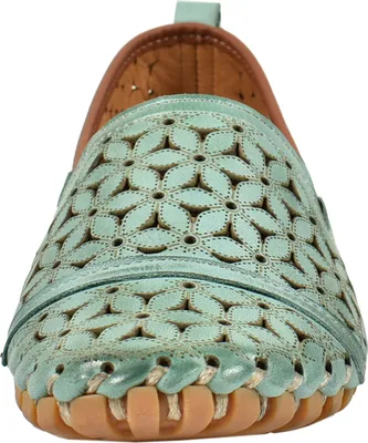 Produktbild von Gemini Damen Slipper Leder Mokassin floral Blumen Cutouts 031174-02, Größe:40 EU, Farbe:Mehrfarbig