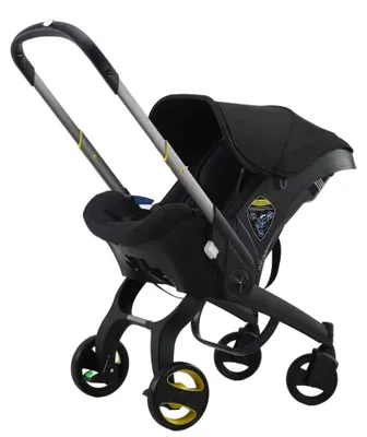 Image de Poussette pour bébé, compacte, pliable, avec position de couchage réglable et de couleur noire
