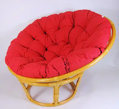 Produktbild von Rattan Papasansessel , Papasan Durchmesser 110 cm, Fb. Honig, Polster Uni Living 236 rot Himbeere