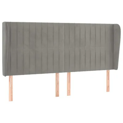 Produktbild von Kopfteil mit Ohren Hellgrau 203x23x118/128 cm Samt
