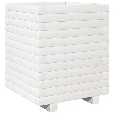 Image de Jardinière blanc 40x40x49,5 cm bois de pin massif