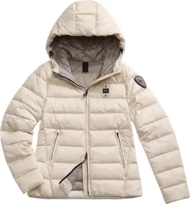Produktbild von BLAUER CHARME Damen Daunenjacke mit Kapuze und Reißverschlusstaschen Weiß