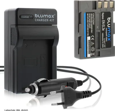 Produktbild von 1x Akku + Lader für Nikon EN-EL3e  DSLR D700 D900 D200 D300 1650 mAh (7,4V)
