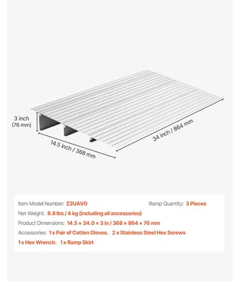 Produktbild von Schwellenrampe, Aluminiumkonstruktion, 800 lbs Tragfähigkeit, 3 Zoll