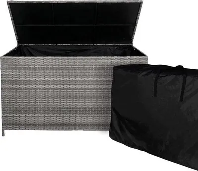 Produktbild von Famanu Aufbewahrungsbox Grau aus Rattan – Wasserfeste Kissenbox, 582L