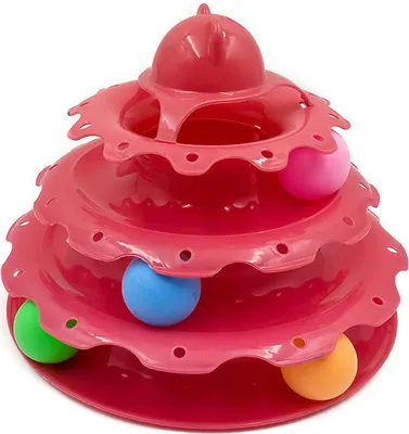 Produktbild von Katzenspielzeug – Roter Turm mit Bällen