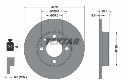 Obrázek produktu pro 2x TEXTAR 92009303 Brzdový kotouč zadní náprava, přední náprava