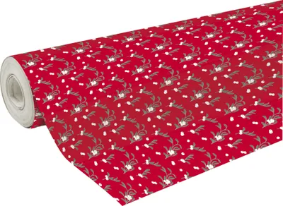 Produktbild von Clairefontaine Geschenkpapierrolle Excellia 80g 50x0,70m Mistezweige Rot 202058C