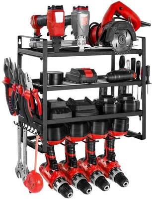 Produktbild von Werkzeugbox - Wandmontage - 4-Schichten - Mit 4 Bohrhaltern - Schraubendrehershalter - Für Garage/Werkbank/ Werkstatt