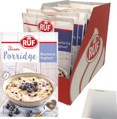Produktbild von RUF Porridge Blueberry Yoghurt 13er VPE (13x65g Beutel) + usy Block
