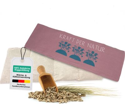 heimtexland ® Roggen Natur Körnerkissen Kälte- und Wärmekissen XL Nackenkissen 20x48 cm 100% Baumwolle 4 Kammern Typ752 Rosa - Kraft der Natur