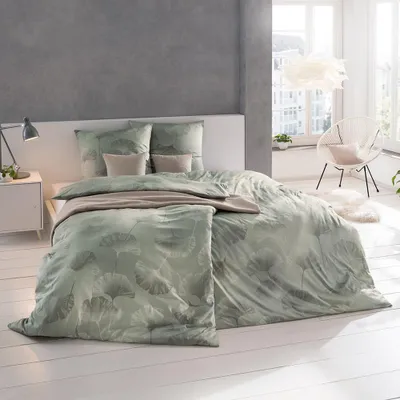 Produktbild von Estella Atelier Mako-Interlock-Jersey ISABELLA Bettwäsche-Garnitur Farbe oliv Größe 155x220 + 80x80 cm