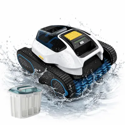 Produktbild von Poolroboter Mammotion Spino E1 mit Extra Filterkorb, Kabellos Poolsauger bis 150m² Pools, 6 Ah, 210 Min Laufzeit, SmartArc Routenplan, App