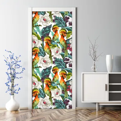 Produktbild von Dekorative Türaufkleber selbstklebend Klebefolie Aufkleber Exotische Vögel 77 x 200 cm