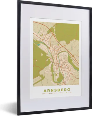 Produktbild von MuchoWow® Gerahmtes Poster Karte - Arnsberg - Jahrgang - Karte 30x40 cm - Poster mit Schwarzem Bilderrahmen Wandposter Rahmen Foto Bilder - Wandposter Schlafzimmer