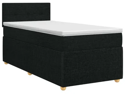 Image de vidaXL Lit boxspring avec matelas noir 90 x 190 cm Tissu