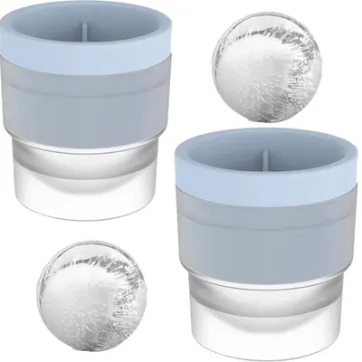 Produktbild von Eiskugelformen, runde Eiskugeln. Stapelbarer, langsam schmelzender Eiswürfelbereiter für Whisky.