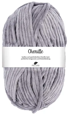 Produktbild von Pro Lana CHENILLE 100 g samtig weich und stabiles Chenille Garn 110 m Farbe 092 - grau