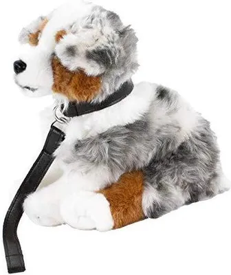 Produktbild von Australian Shepherd blue merle sitzend mit Leine 26 cm