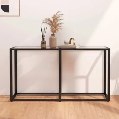 Produktbild von Konsolentisch, Beistelltisch, Flurtisch, mit Stauraum, Transparent 140x35x75,5 cm Hartglas - fernsehtisch CC17577