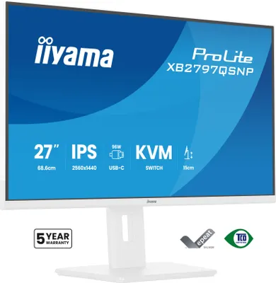 Produktbild von iiyama ProLite XB2797QSNP-W1 27" IPS LCD Computerbildschirm 68,6 cm (27") 2560 x 1440 Pixel Quad HD Weiß
