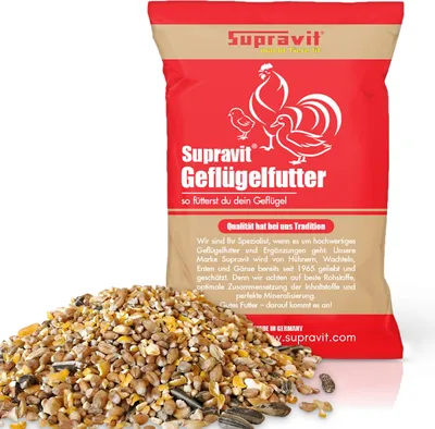 Produktbild von Supravit Geflügelkörnerfutter 25kg | Ohne Gentechnik | Körnermischung für Geflügel, Hühner, Wachteln & Enten