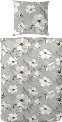 Produktbild von Westminster Satin Bettwäsche 135x200 Blüten Blumen flieder grau natur 242003-51