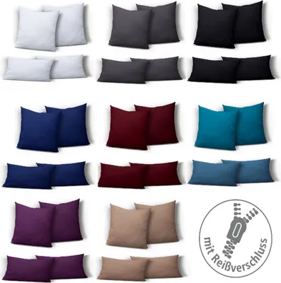 Produktbild von 2er Set Mikrofaser Kissenbezug Kissenhülle Kopfkissen Hülle Uni , Größe:40 x 40 cm, Farbe:Lila alt