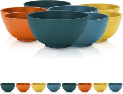 Produktbild von Kyraton 760ml Plastik Müslischüssel 8er Set - Unzerbrechlich, leicht, spülmaschinenfest