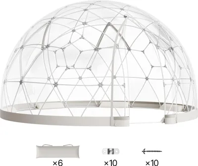 Produktbild von SucceBuy Transparente Gartenkuppel 2,9x1,7 m, Blasenzelt für 2–4 Personen, geodätisches Gewächshaus mit Fenster, PVC-Zelt für Garten, Terrasse, Camping, Feiern und Hochzeiten