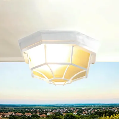Produktbild von Vintage Außen-Deckenlampe in Weiß mit E27 Fassung