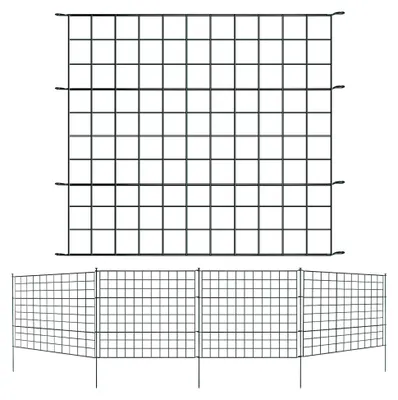 Produktbild von Teichzaun Set, Gartenzaun mit Zaunelementen und Befestigungsstäben, Metallzaun Grün, Freigehege, Gartenzaun, Tiergehege (5x Gerade)
