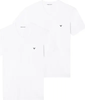 Produktbild von Emporio Armani Herren T-Shirt 2er Pack | Baumwolle & Elasthan Regular Fit Farbe Weiß Größe L EM000392 AF14132