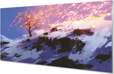 Produktbild von Glasbilder 100x50 Wandkunst Winter tree top