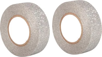 Immagine prodotto di 2 nastri decorativi con glitter 5 m x 1,5 cm - argento