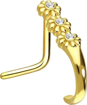 Produktbild von Nasenpiercing, Nasenstecker Chirurgenstahl Nasenstecker 3 KRISTALLBLUMEN
