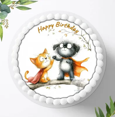 Produktbild von Für die Geburtstags Torte ein Tortenaufleger, Zuckerbild mit dem Motiv: Fellnasen, Essbares Foto für Torten, Fondant, Ø 20cm, 2422z