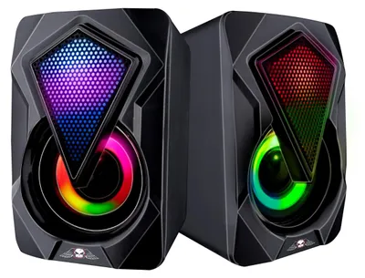 Image de No Fear Ensemble de haut-parleurs 2 pièces - Lumineux - Connexion USB - Bluetooth/ Aux - Noir