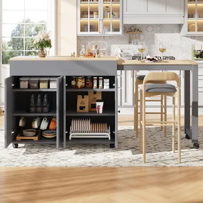 Immagine prodotto di Tavolino allungabile con spazio contenitivo, dimensioni 117–180 × 50 × 94,6 cm, tavolino grigio in MDF ideale per la sala da pranzo, l'ufficio e il soggiorno, dotato di 6 vani portaoggetti