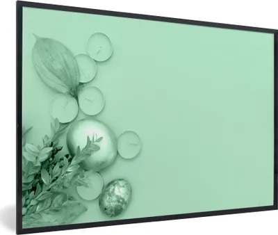 Produktbild von MuchoWow® MuchoWow® Gerahmtes Poster Entspannendes Mintgrün 90x60 cm - Poster mit zchwarzem Bilderrahmen - Fotorahmen - Foto-Plakat