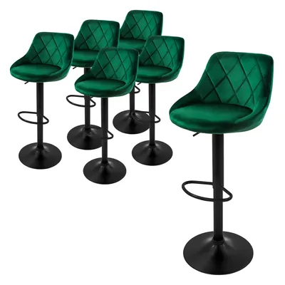 Produktbild von ML-Design 6er Set Barhocker Tresenhocker  360° drehbar, Gepolsterter Barstuhl mit Rückenlehne und Fußstütze, 62-82 cm
