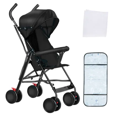 Produktbild von Kinderwagen Buggy Kinderbuggy Sportwagen klein zusammenklappbar Reisebuggy mit Fünf-Punkt-Gurt für ab 6 Monate Schwarz